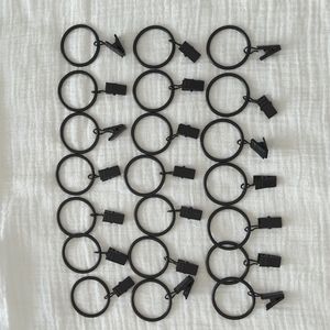 21 black curtain rings with hooks
